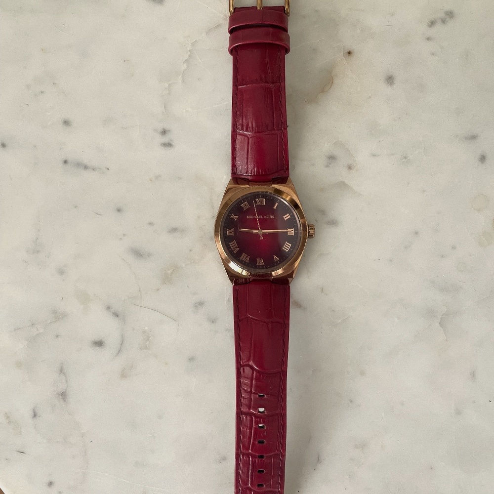 Michael Kors Channing Red Dial Red Leather Watch